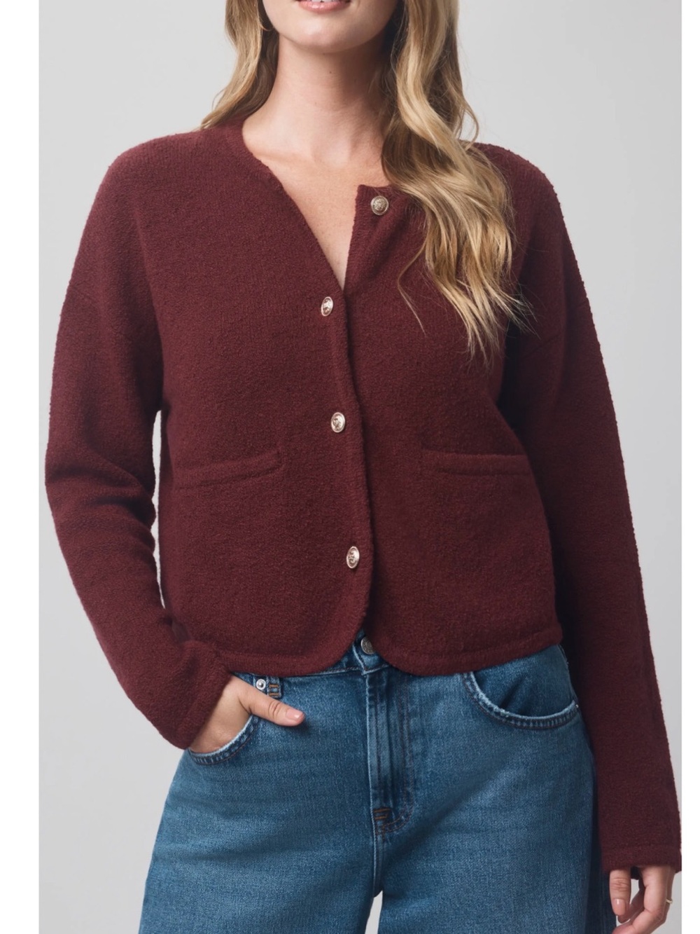 Splendid x @cellajaneblog Bouclé Cardigan
ROSEWOOD, Size X-Large